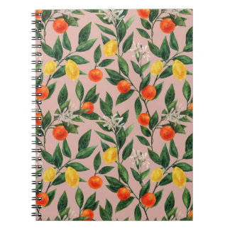 Vattenfärg Citrus Grenar Ornament Mönster Anteckningsbok