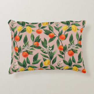 Vattenfärg Citrus Grenar Ornament Mönster Prydnadskudde