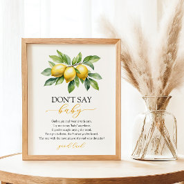 Vattenfärg Citrus Lemon Baby Shower-spel Poster