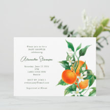 Vattenfärg Citrus Orange Blossom Baby Shower