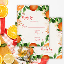 Vattenfärg Citrus Orange höstblommasbröllop