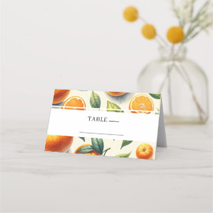 Vattenfärg Citrus Orange Löv Bröllop Placeringskort