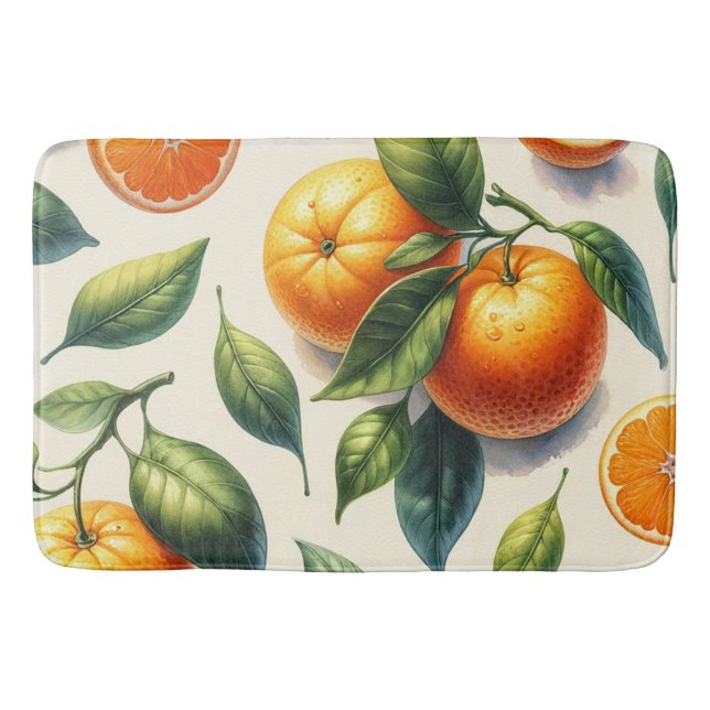 Vattenfärg Citrus Orangeblad Bröllop Badrumsmatta (Framsidan)