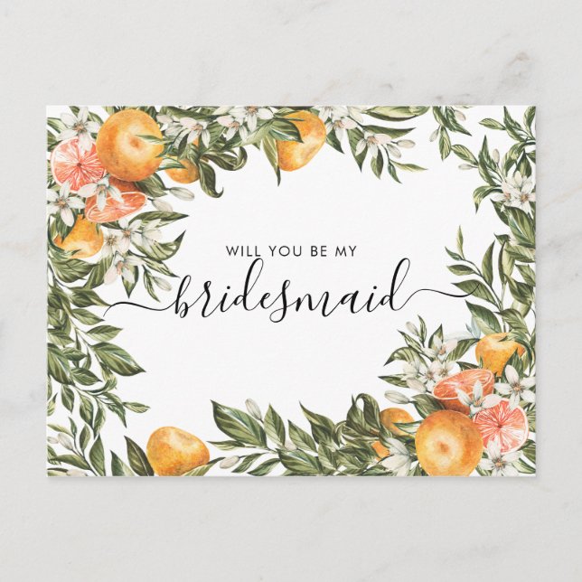Vattenfärg Citrus Orchard | Var min Bridesmaid Vykort (Framsida)