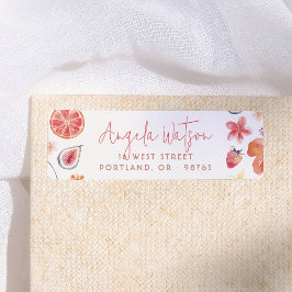 Vattenfärg Citrus Rosa Returadress Etikett