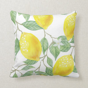Vattenfärg citrusfrukt, citron kudde
