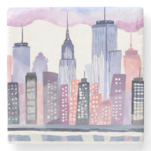 Vattenfärg Cityscape Skyline