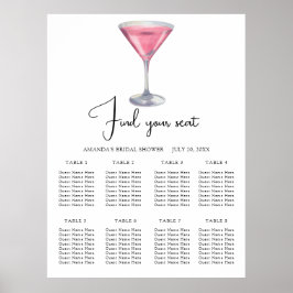 Vattenfärg Cocktail Bröllop placeringskarta Poster