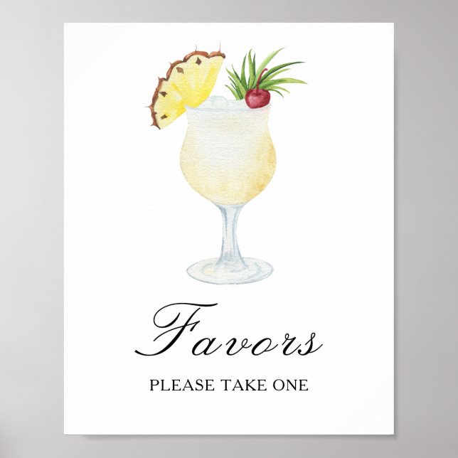 Vattenfärg cocktail bröllopsdusch - Förmån Poster (Framsidan)