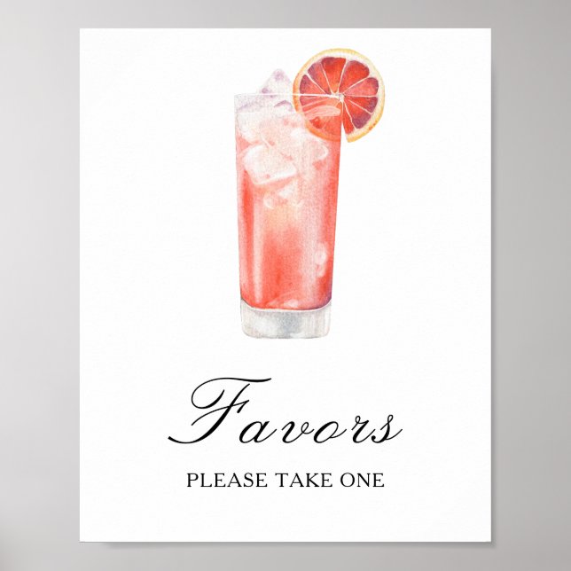 Vattenfärg cocktail bröllopsdusch - Förmån Poster (Framsidan)