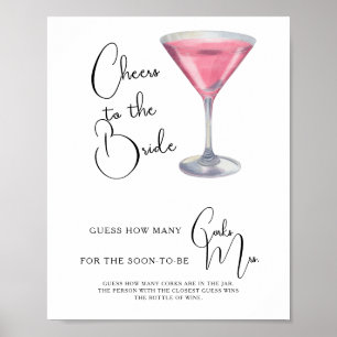 Vattenfärg Cocktail Bröllopsdusch Hur Många Korkar Poster