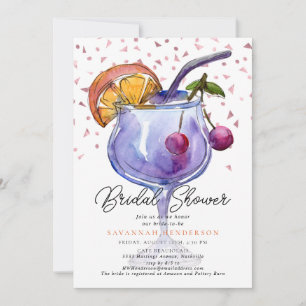 Vattenfärg Cocktail Konfetti Bröllopsfest Inbjudningar