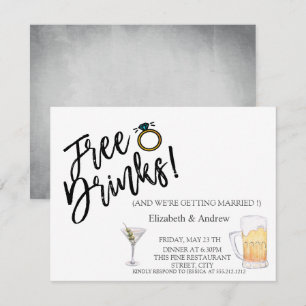Vattenfärg Cocktail,Öl,Gratis drycker Bröllop Inbjudningar