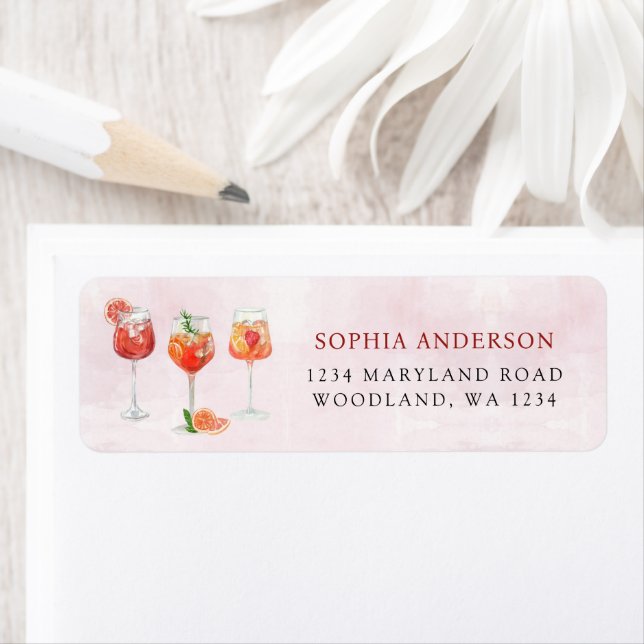 Vattenfärg cocktailparty bröllopsfest returadress etikett (Insitu)
