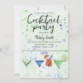 Vattenfärg cocktailparty inbjudningar