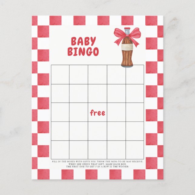 Vattenfärg Cola Soda Baby Bingo spel (Framsida)