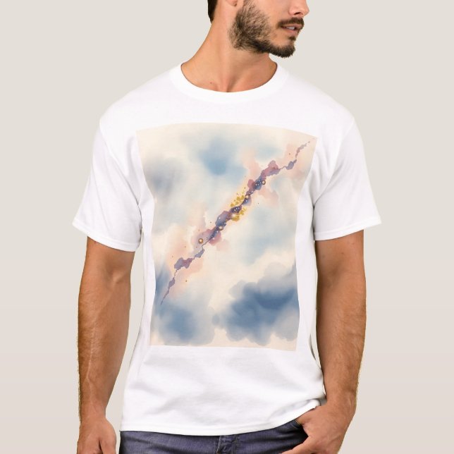 Vattenfärg Comet Galaxy Scene T Shirt (Framsida)