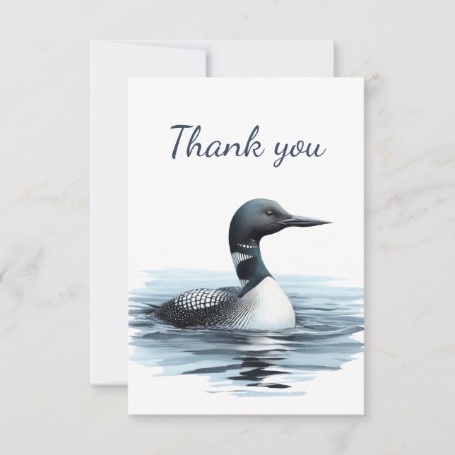 Vattenfärg Common Loon Bird Wildlife Nature Animal Tack Kort (Framsida)