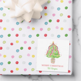 Vattenfärg Confetti Julgran Anteckningskort