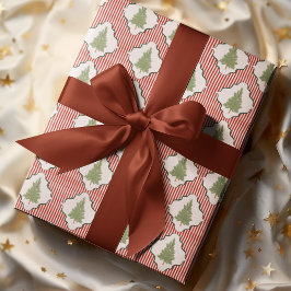 Vattenfärg Coquette Julgran Randigt Mönster Presentpapper