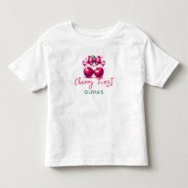 Vattenfärg Coquette Körsbär 1-årsdag T Shirt