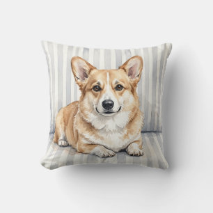 Vattenfärg Corgi Kuddcover Kast Dekor Kudde