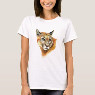 Vattenfärg Cougar Puma Animal Natature Art T-shirt