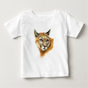 Vattenfärg Cougar Puma Animal Natature Art Tee