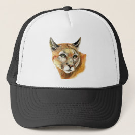Vattenfärg Cougar Puma Animal Natature Art Truckerkeps