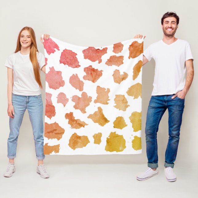 Vattenfärg Cow Skin Mönster Fleecefilt (På plats)