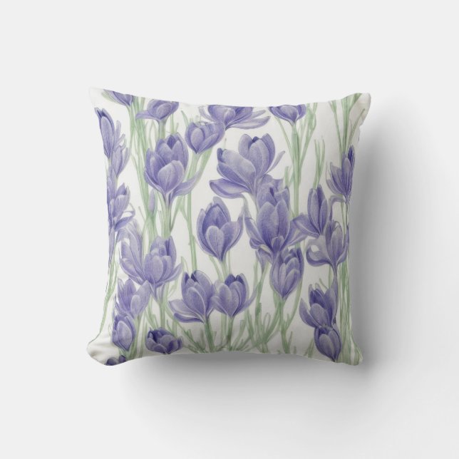 Vattenfärg Crocus Flowers Kudde (Framsida)