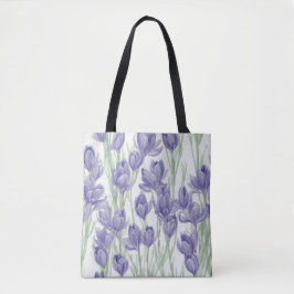 Vattenfärg Crocus Flowers Tygkasse