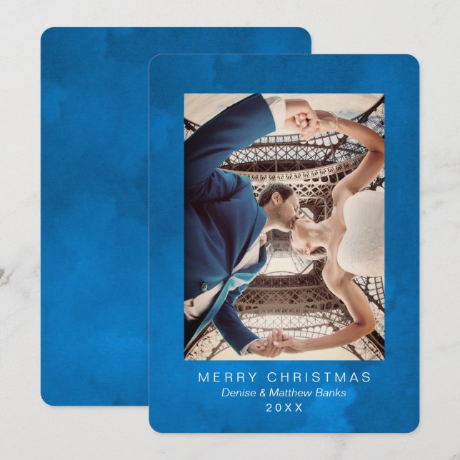 Vattenfärg Crocus Nebulos Blå Julkort Inbjudningar (Fram/baksida)