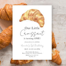 Vattenfärg Croissant 1:a födelsedag Party