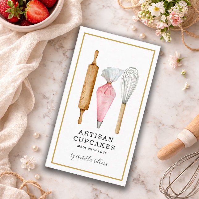 Vattenfärg Cupcake Bagare Visitkort (Skapare uppladdad)