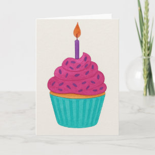 Vattenfärg Cupcake Hälsning Kort