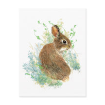 Vattenfärg Cute Bunny Rabbit Animal art