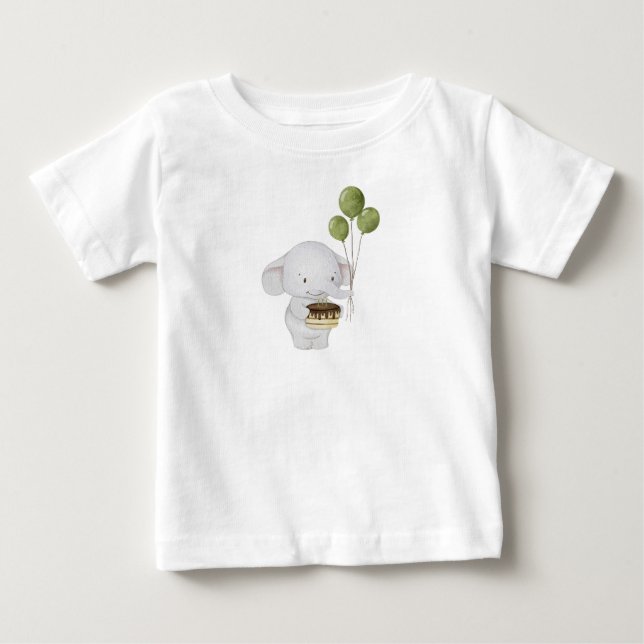 Vattenfärg Cute Chef Elephant med kummel och ballo T Shirt (Framsida)
