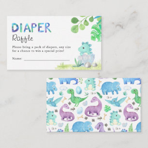 Vattenfärg Cute Dino Baby Shower Diaper Raffle Tilläggskort