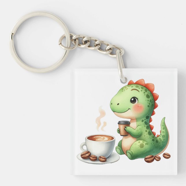 vattenfärg Cute Dinosaur T Rex drickande Akryl (Framsidan)