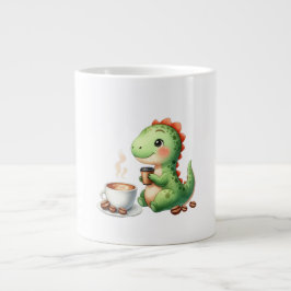 vattenfärg Cute Dinosaur T Rex dricker kaffe Jumbo Mugg