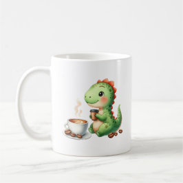 vattenfärg Cute Dinosaur T Rex dricker kaffe Kaffemugg