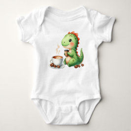 vattenfärg Cute Dinosaur T Rex dricker kaffe T Shirt