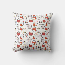Vattenfärg Cute Festive Penguins Mönster jul Kudde