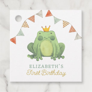 Vattenfärg Cute Frog Birthday Gåvor Etiketter