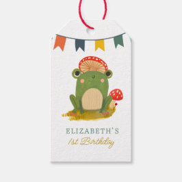 Vattenfärg Cute Frog Birthday Presentetikett