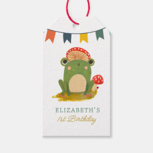 Vattenfärg Cute Frog Birthday Presentetikett