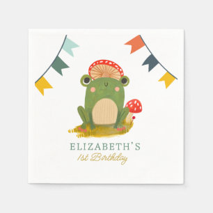 Vattenfärg Cute Frog-födelsedag Pappersservett