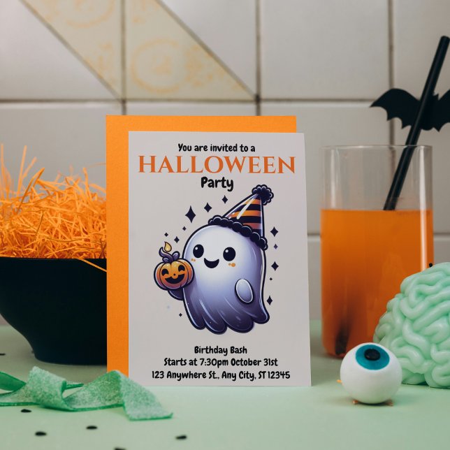 Vattenfärg Cute Halloween Inbjudningar (Skapare uppladdad)
