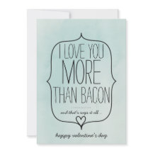 Vattenfärg Cute Heart Funny Bacon Valentines day